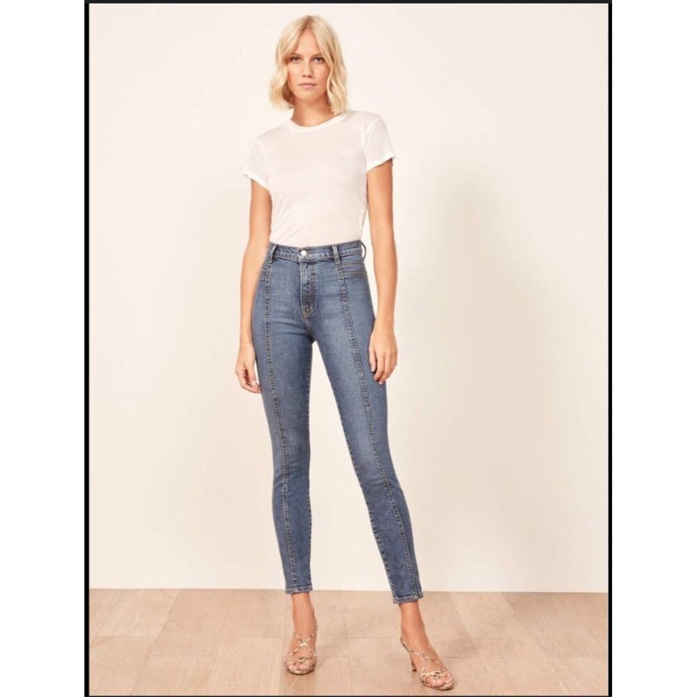 Reformation Suzie Jean High Rise Skinny Fit Wash Rhine Size 23 Denim Made In USA
